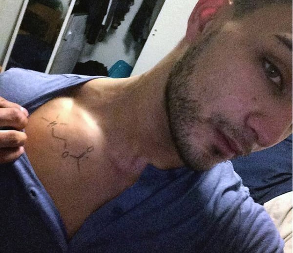 Acetylcholine Mens Science Tattoos On Upper Chest