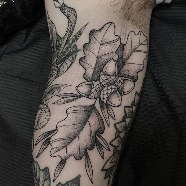 Acorn With Crystals Male Tattoo Ideas