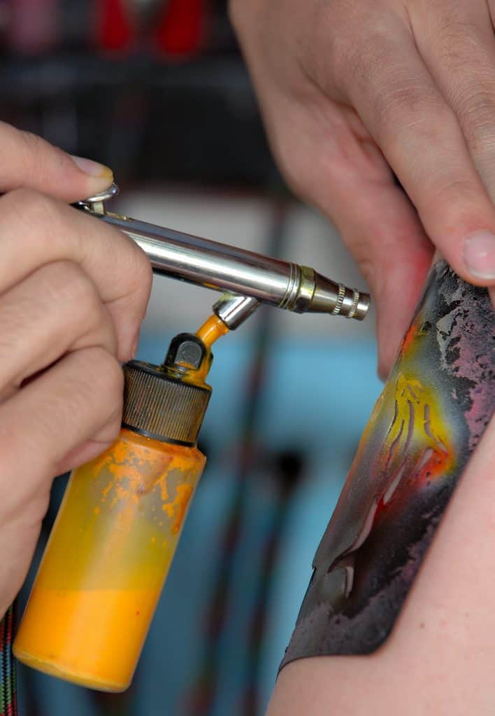 Airbrush Paint Can Yellow And Stencil