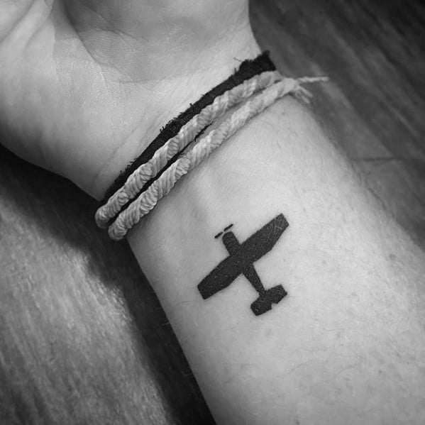 Airplane Mens Small Creative Wrist Tattoos