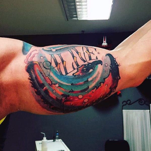 Alive Crab Claw Mens Inner Arm Bicep Tattoos