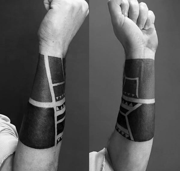 All Black Forearm Band Tattoo Designs For Men