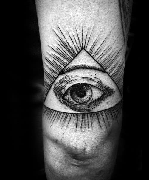 All Seeing Eye Back Of Arm Male Tattoos