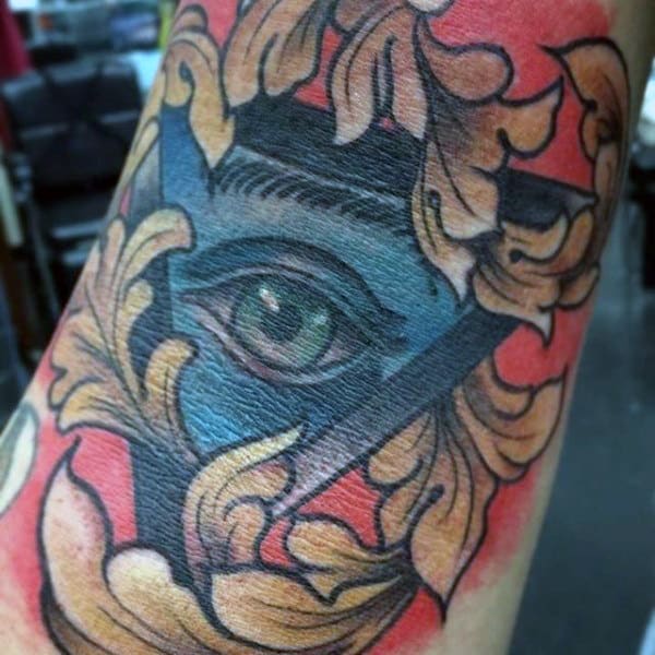 All Seeing Eye Filigree Mens Inner Elbow Tattoo