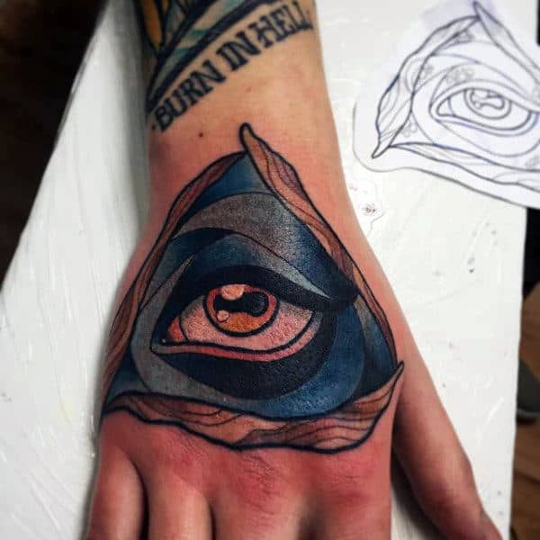 All Seeing Eye Illuminati Tattoo Male Hands