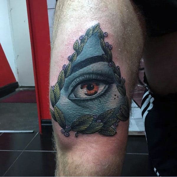 All Seeing Eye Mens Amazing Thigh Tattoo