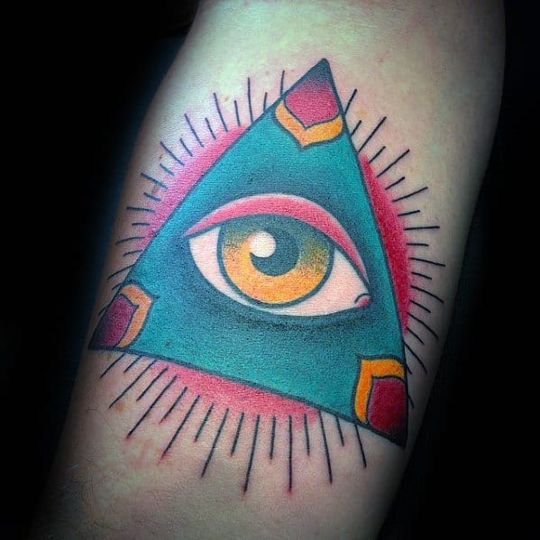 All Seeing Eye Mens Traditional Forearm Tattoo
