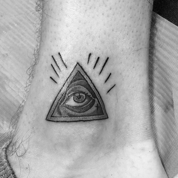 All Seeing Eye Old School Traditional Small Artistic Male Ankle Tattoo Ideas