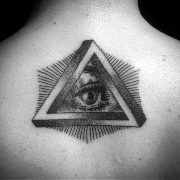 All Seeing Eye Penrose Triangle Tattoo Design Ideas For Males Upper Back