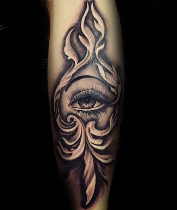 All Seeing Eye With Filigree Design Mens Forearm Tattoos