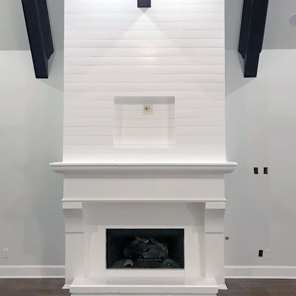 All White Contemporary Painted Fireplace Ideas