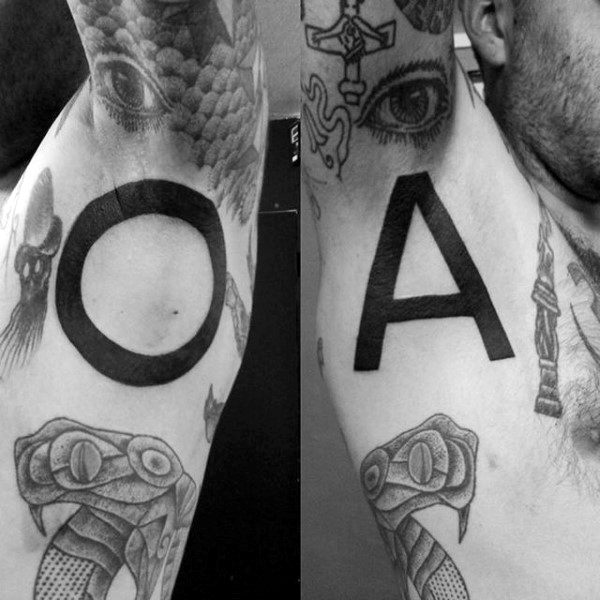 Alpha And Omega Mens Armpit Tattoos