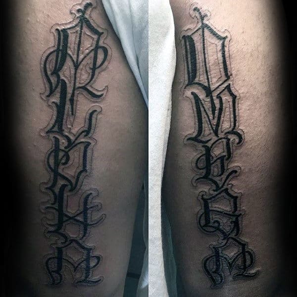 Alpha Omega Mens Arm Word Tattoos