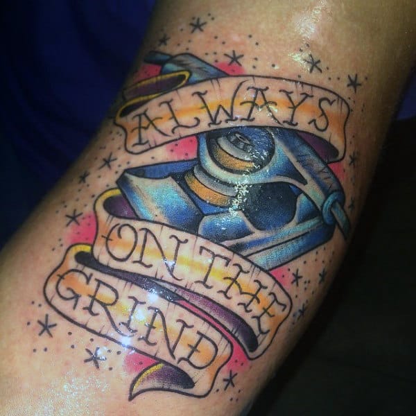Always On The Grind Skateboard Trucks Mens Tattoo