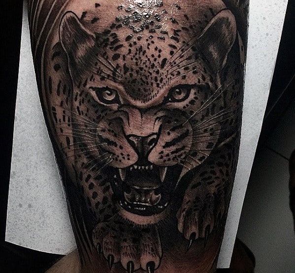 Amaing Mens 3d Cheetah Crawling Arm Tattoos