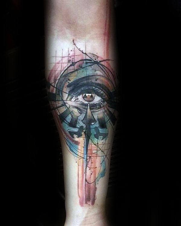 Amazing Artistic Abstract Triforce Inner Forearm Male Tattoos