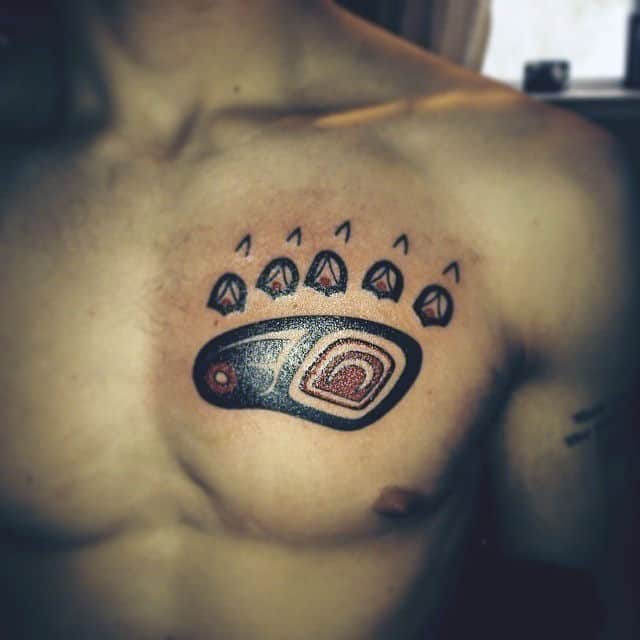 Amazing Bear Claw Upper Chest Tattoos For Males
