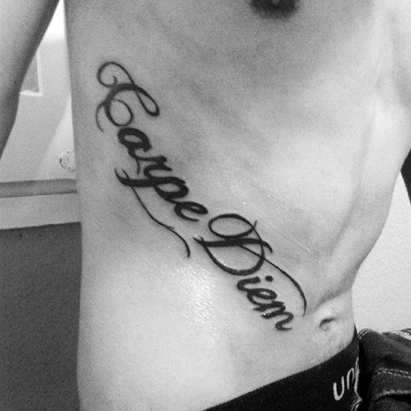 Amazing Carpe Diem Ribs Tattoos For Guys