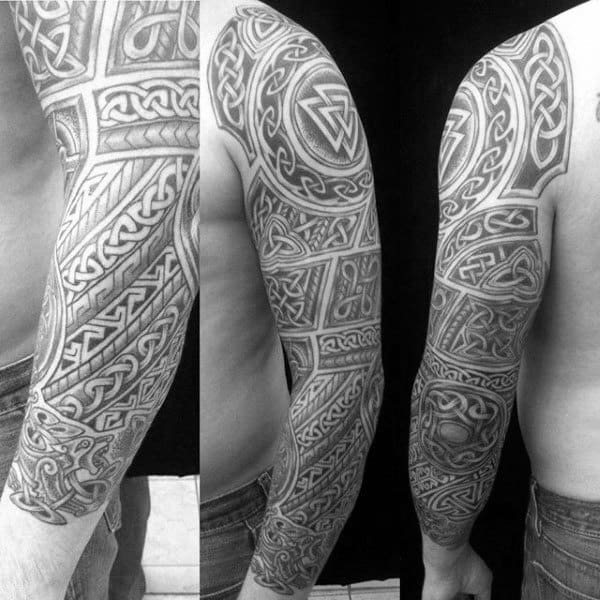 Amazing Celtic Knot Mens Full Sleeve Tattoo Design Isnpiration