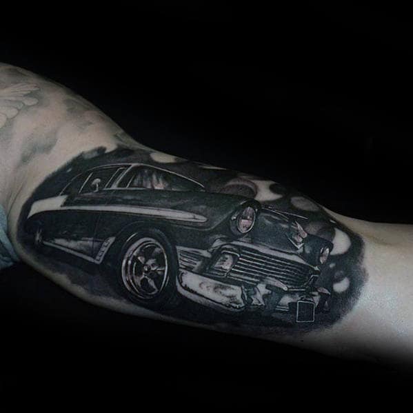Amazing Chevrolet Classic Car Guys Inner Arm Bicep Tattoos