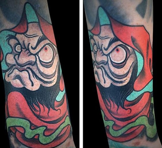 Amazing Daruma Doll Bodhidharma Guys Forearm Sleeve Tattoos