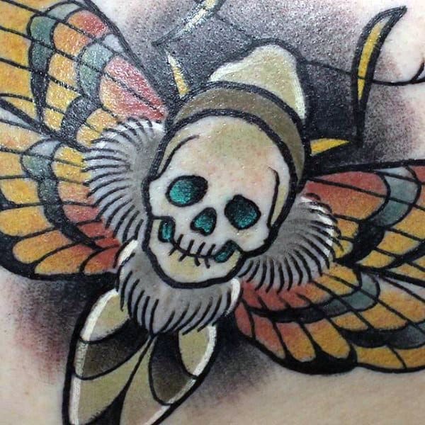 Amazing Detailed Mens Moth Tattoo Design Inspiration