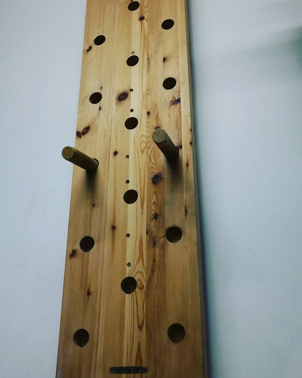 wood pegboard wall storage