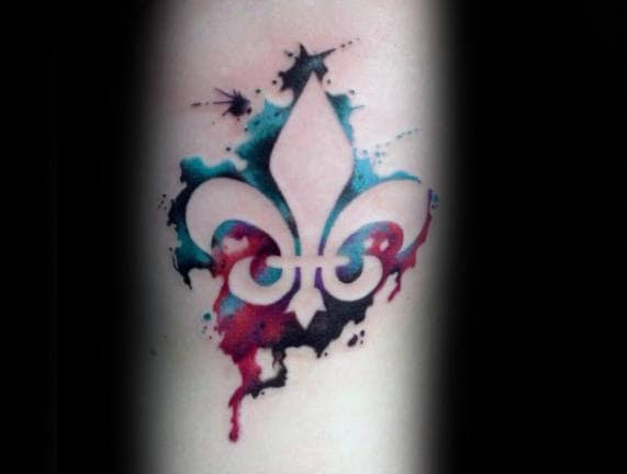 Amazing Fleur De Lis Watercolor Male Tattoo Ideas