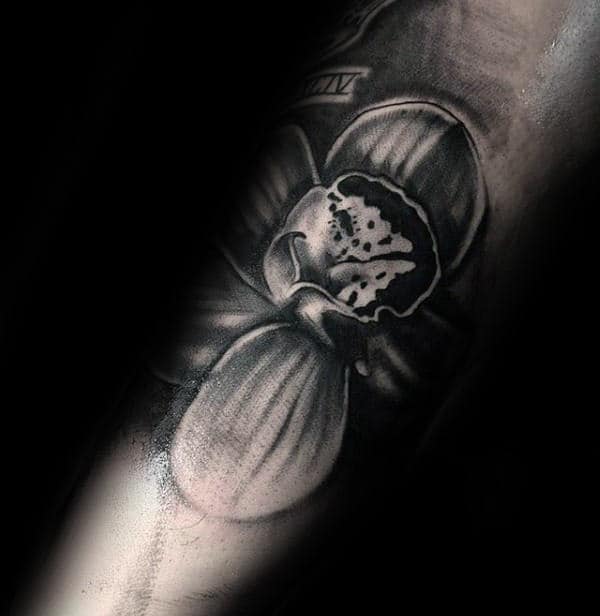 Amazing Forearm Tattoo Of Orchid Flower On Male