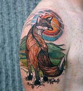 Amazing Fox Tattoo Male Arms