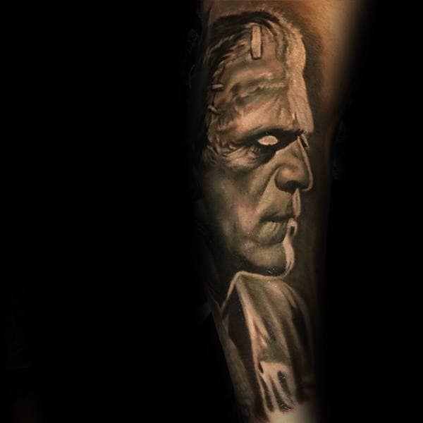 Amazing Frankenstein Guys Sleeve Tattoo Idea