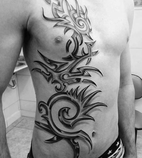 Amazing Full Chest Mens Tribal Tattoos