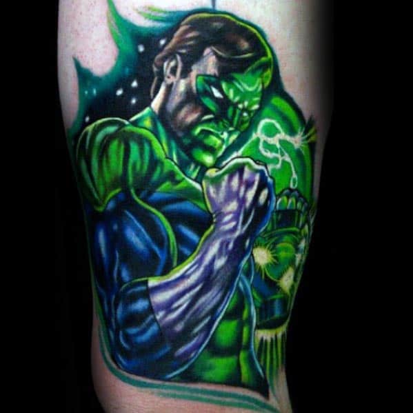 Amazing Green Lantern Mens Inner Arm Bicep Tattoos