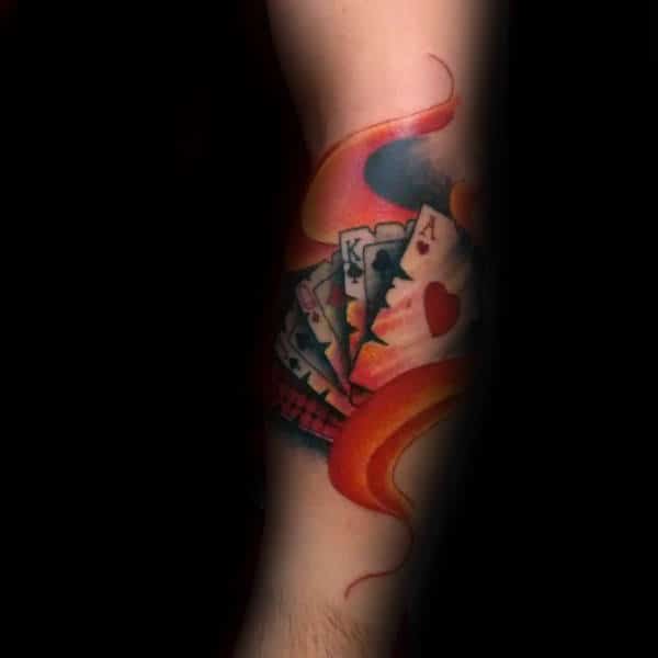 Amazing Guys Inner Arm Playing Card Tattoo Ideas