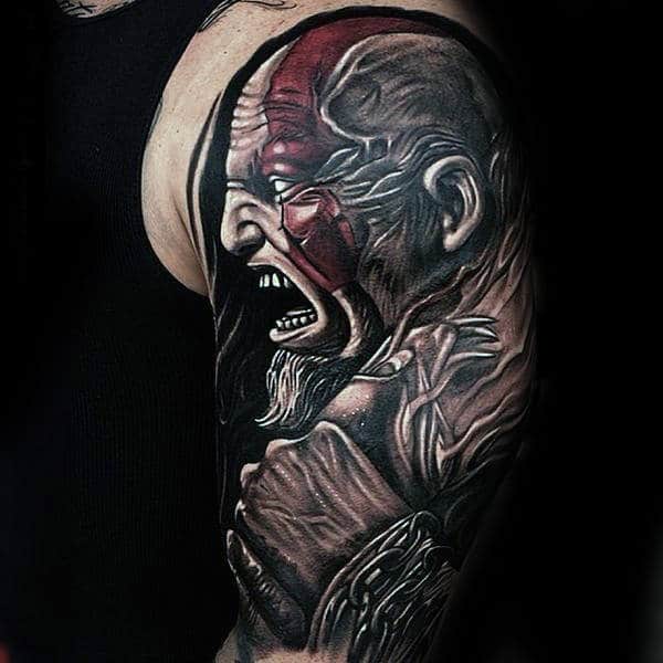 Amazing Guys Kratos God Of War Half Sleeve Tattoo