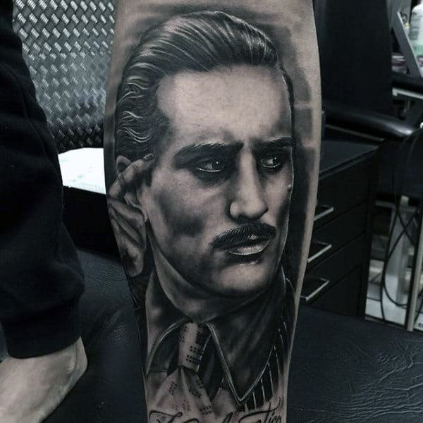 Amazing Guys Portrait Gangster Lower Leg Tattoos