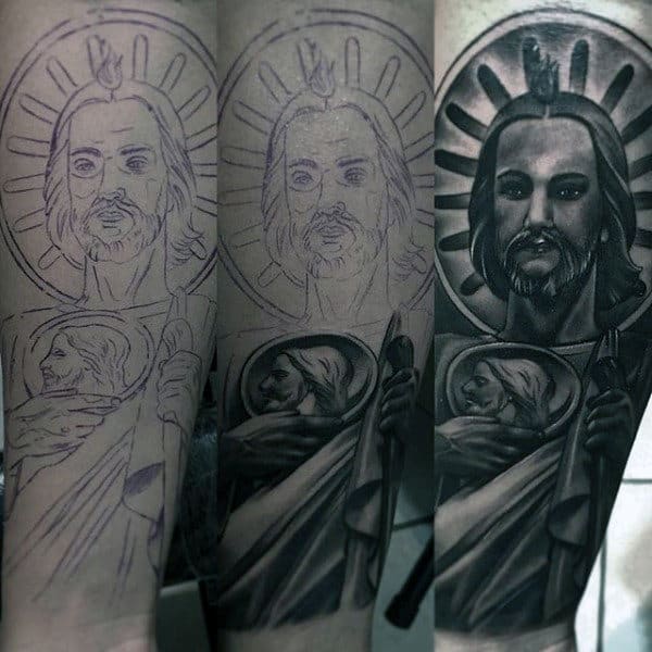 Amazing Guys St Jude Forearm Sleeve Tattoo