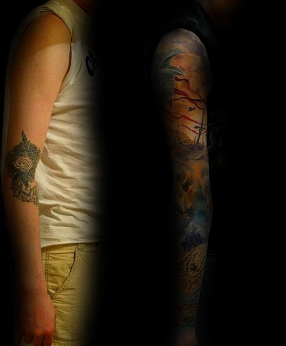 Amazing Guys Tattoo Cover Up Sleeve Before And After Designs