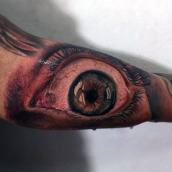 Amazing Hyper Realistic Mens 3d Eye Bicep Tattoo