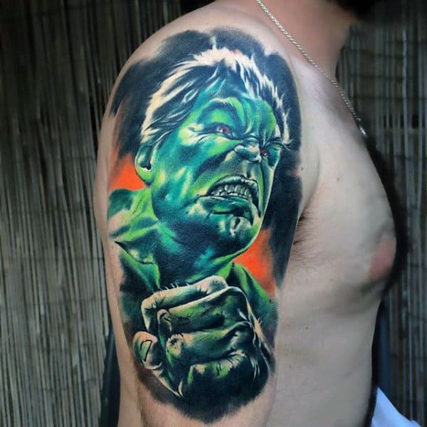 Amazing Incredible Hulk Tattoo Male Upper Arms