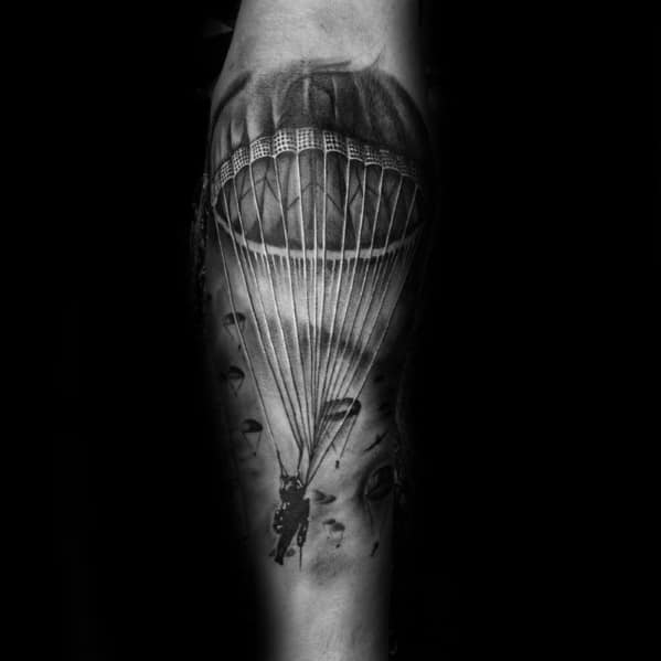 Amazing Inner Forearm Mens Parachute Tattoo Designs