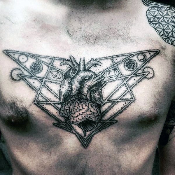 Amazing Magical Brain Tattoo Male Chest
