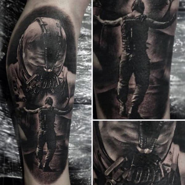 Amazing Male Bane Leg Tattoo
