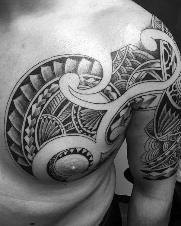 Amazing Male Polynesian Chest Tattoos