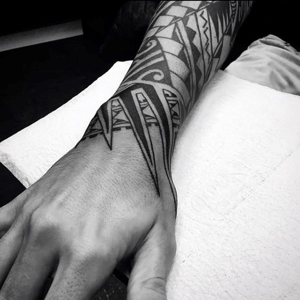 Amazing Male Polynesian Forearm Tribal Tattoos