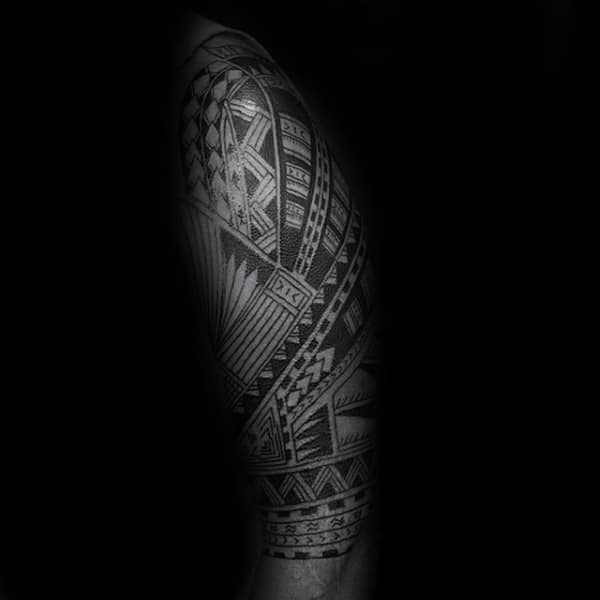 Amazing Masculine Guys Samoan Half Sleeve Traditional Tribal Tattoos
