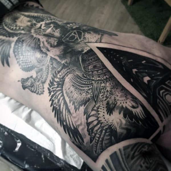 Amazing Masculine Mens Factal Full Chest Tatotos