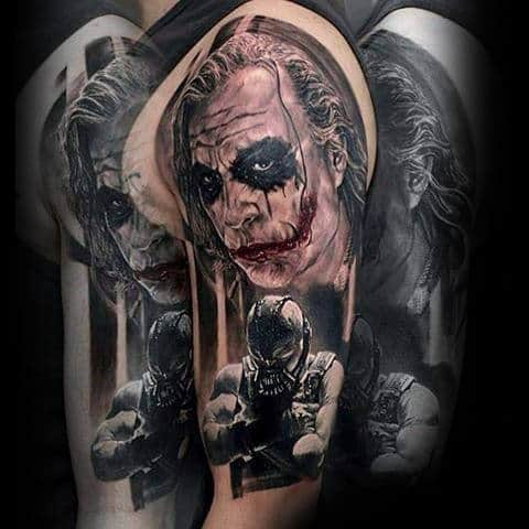 Amazing Mens 3d Joker Half Sleeve Tattoo Designs