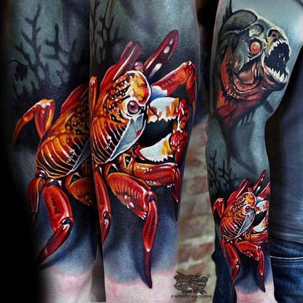 Amazing Mens 3d Ocean Underwater Sleeve Tattoo