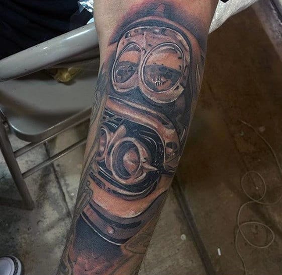 Amazing Mens 3d Realistic Chevy Car Forearm Sleeve Tattoo